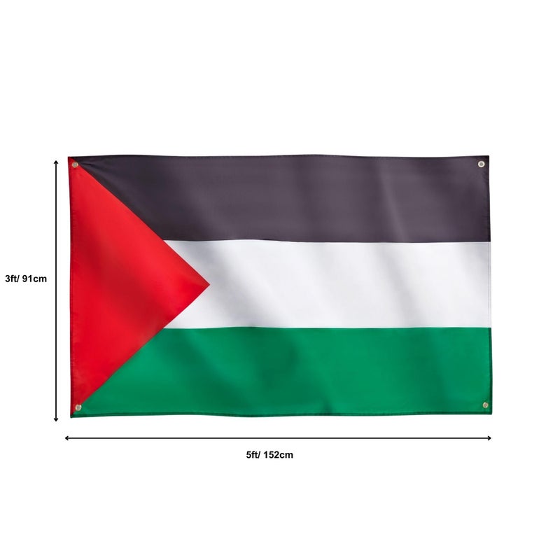 Runesol Palestine Flag, 91 x 152 cm, (3 ft x 5 ft) Palestinian Banner, 4 Loops, Eyelets on Each Corner, Solidarity, Free Palestine, Premium Flags, Inside, Outside Vibrant Colours - Image 2