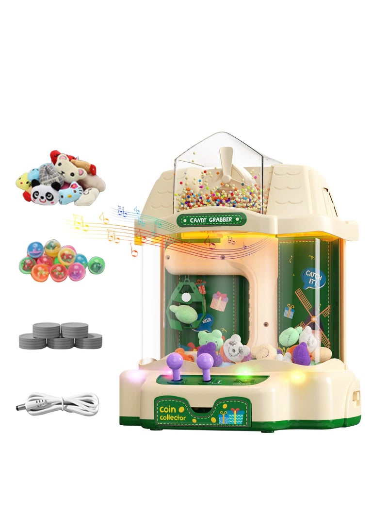 Claw Machine for Kids, Mini Candy Grabber Prize Dispenser Vending Toys Electronic Arcade Game with Lights Sound & Pinwheel & 20 Plush Toys for Kids, Boys, Girls, Party & Birthday  - Image 1