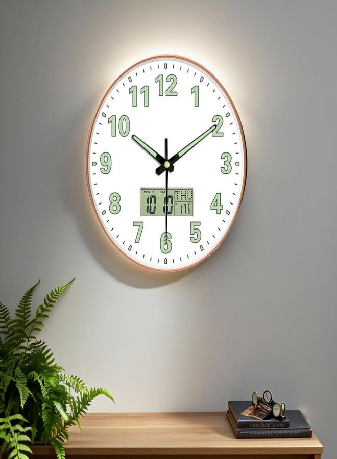 WHISKET - 12 Inch | Luxury Designer Radium Wall Clock with Night Glow Numbers - Silent Analog Clock with Elegant Floral Design for Living Room, Bedroom & Office Decor. (Radium White Digital) - Image 3
