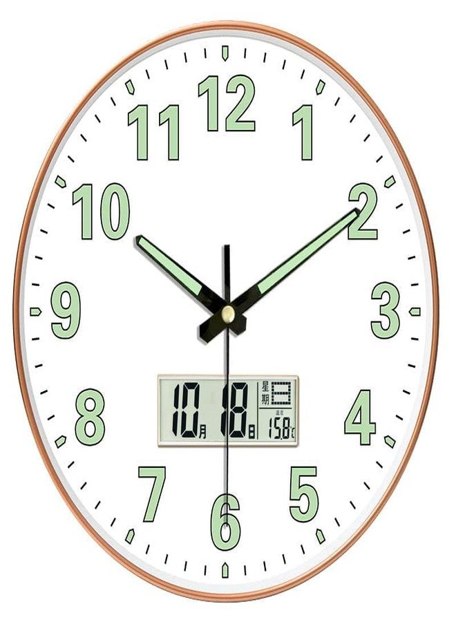 WHISKET - 12 Inch | Luxury Designer Radium Wall Clock with Night Glow Numbers - Silent Analog Clock with Elegant Floral Design for Living Room, Bedroom & Office Decor. (Radium White Digital) - Image 1