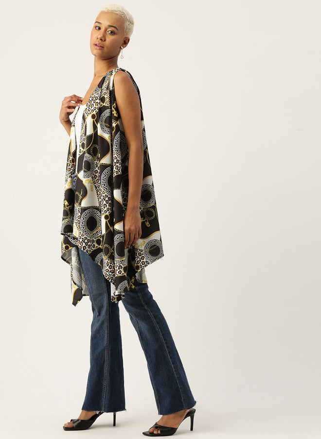 Rue Collection سترة شروغ طويلة مطبوعة للنساء - Image 3