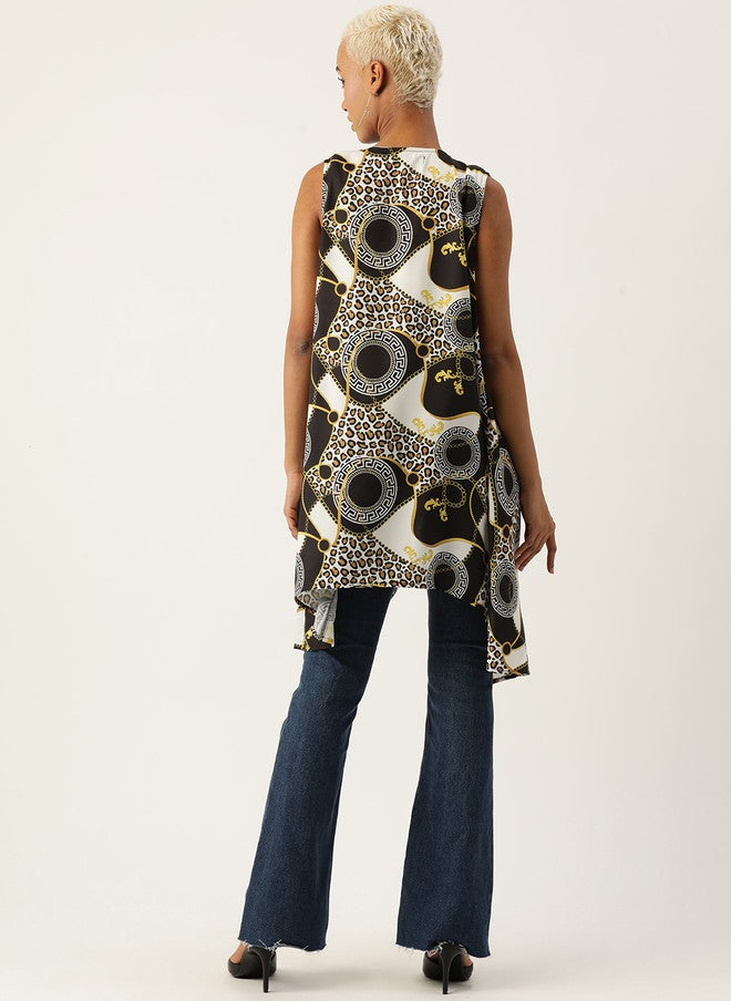 Rue Collection سترة شروغ طويلة مطبوعة للنساء - Image 4