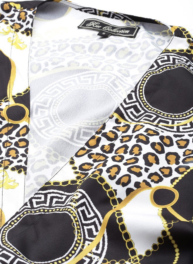 Rue Collection سترة شروغ طويلة مطبوعة للنساء - Image 2