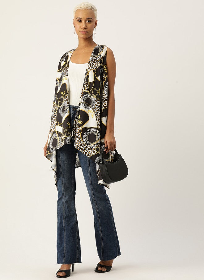 Rue Collection سترة شروغ طويلة مطبوعة للنساء - Image 5