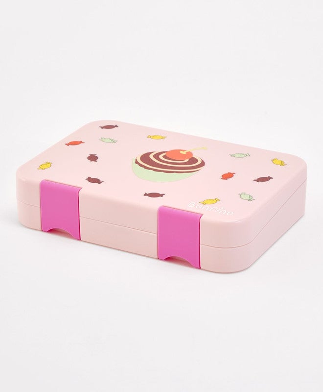 Bonfino Lunch Box, Cake Theme, Easy to Carry, Leak-Proof Lid, Microwave Safe, 3 Years+, 22 x 15.5 x 5cm - Pink - Image 1