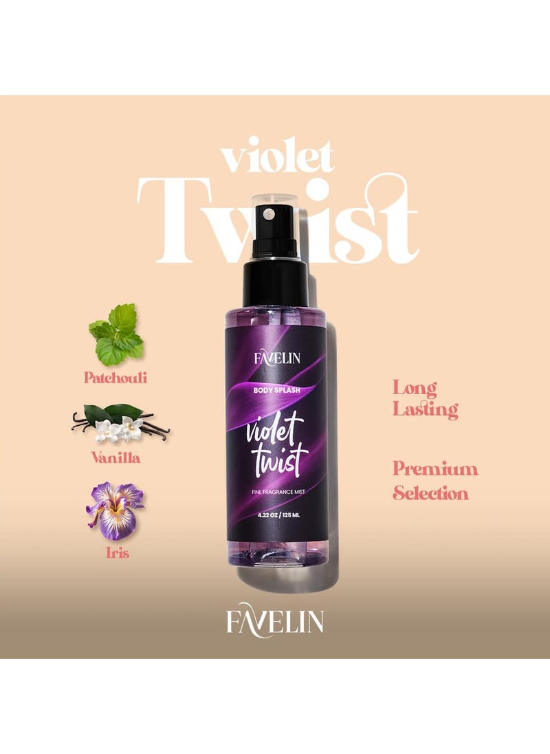 favelin - Violet Twist Body Splash 125 ml & Body Lotion 125 g & Shower Gel 200 ml) - Image 1