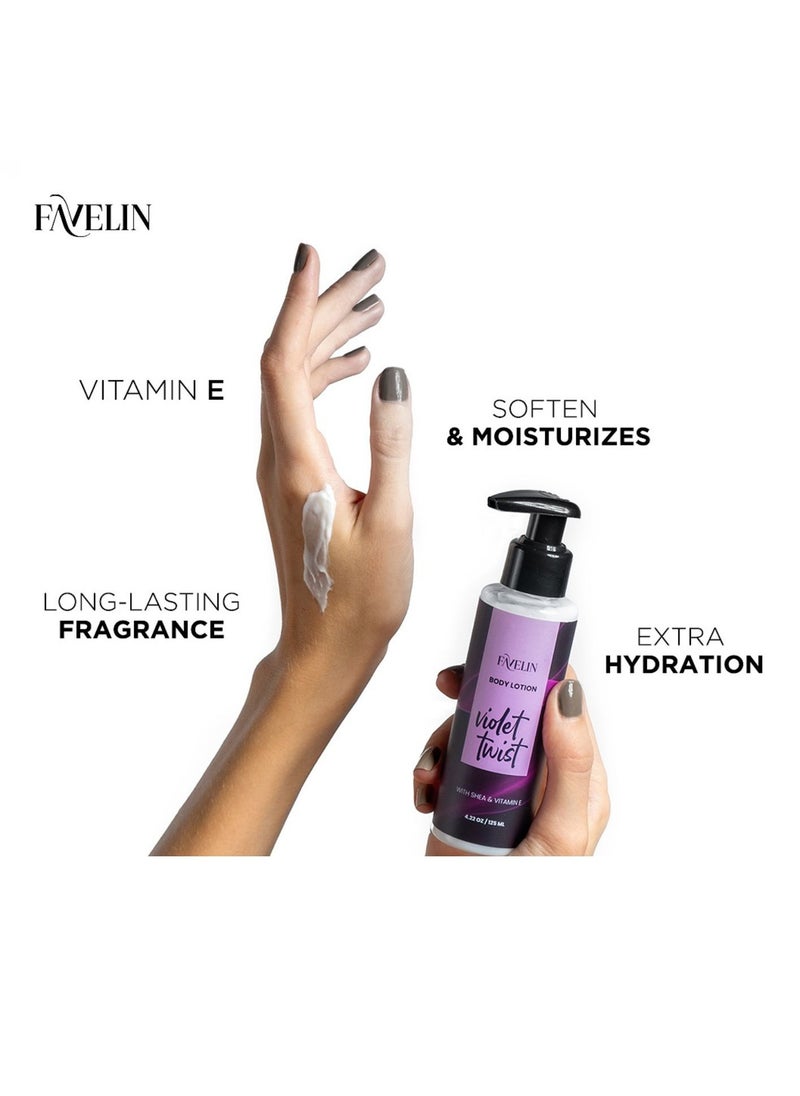 favelin - Violet Twist Body Splash 125 ml & Body Lotion 125 g & Shower Gel 200 ml) - Image 1