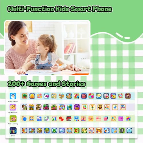 E teacher Kids Phone for Boys Dinosaurs Gift Toys with 397 Touchscreen Phone Learning Music PuzzleGames Toddler Phone for Ages 312 Kids Toys Play Cell Phones with Dual Camera 8G SD Card Green - Image 5