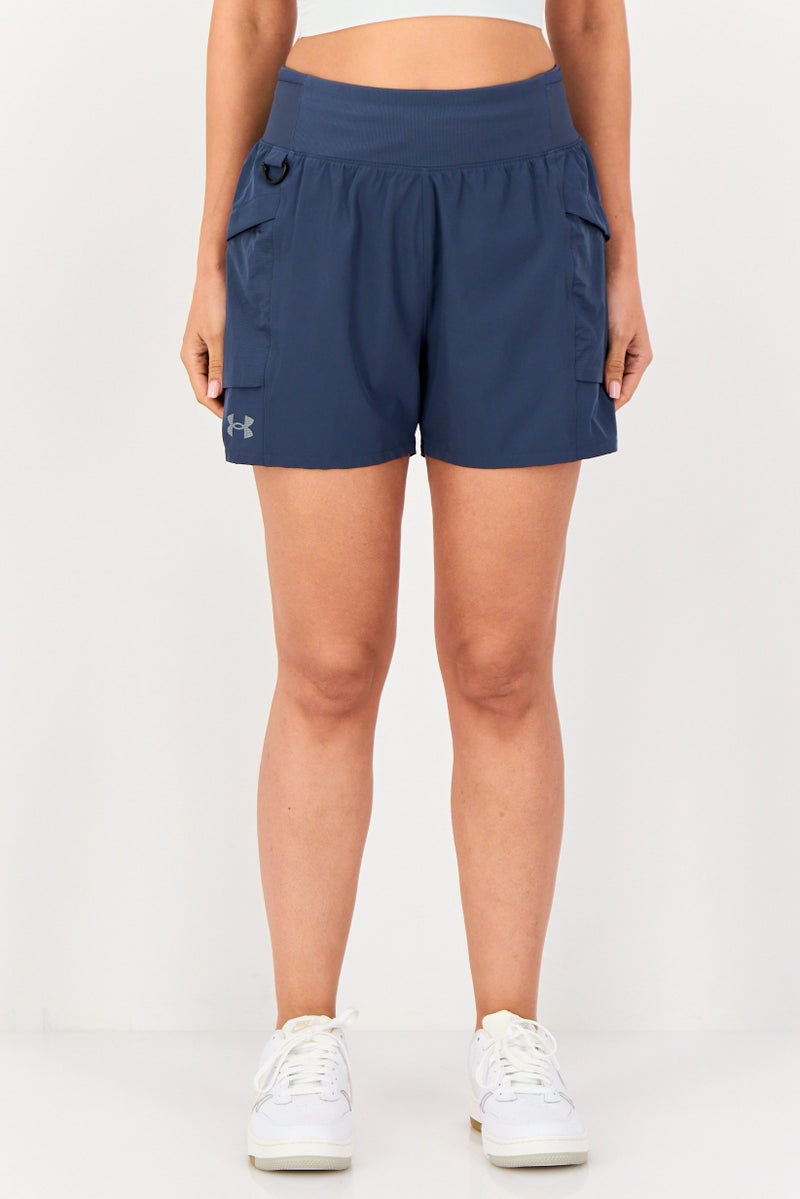 UNDER ARMOUR Women Loose Fit Running Shorts, Slate Blue - Image 1