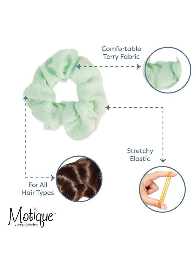 Motique Accessories Set of 2 Terry Hair Scrunchies - Light Green - Image 4
