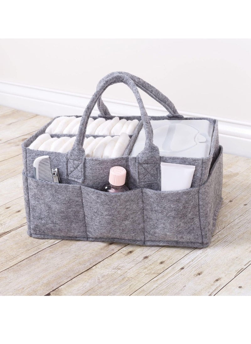Gonice Collapsible Light Gray Felt Storage Caddy, Divided Design To Keep Diapers  - Image 5