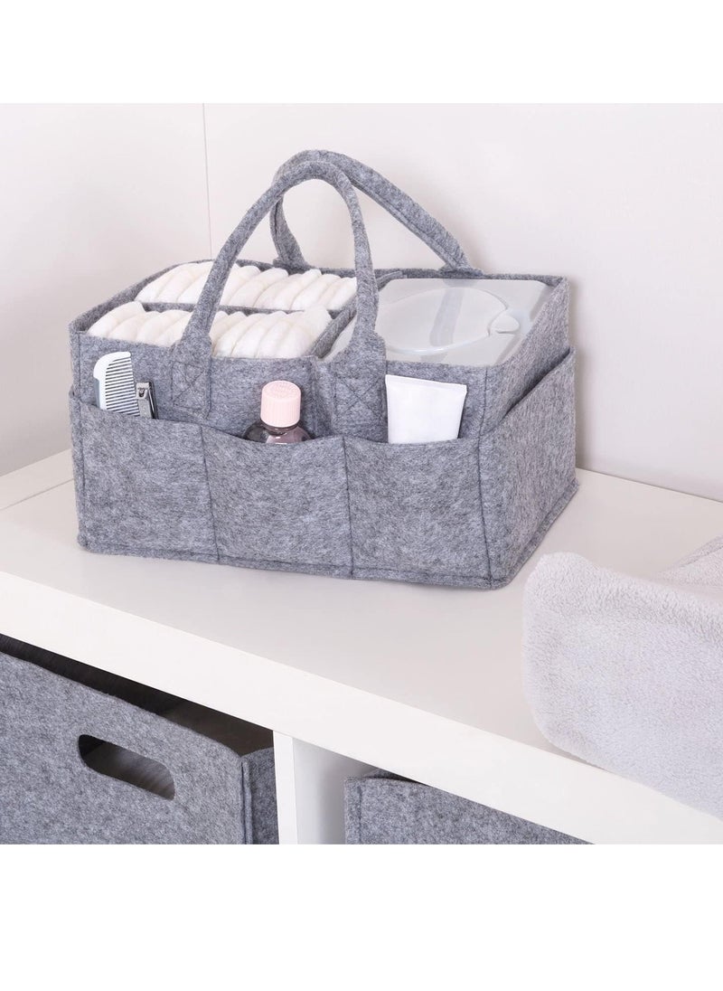 Gonice Collapsible Light Gray Felt Storage Caddy, Divided Design To Keep Diapers  - Image 3