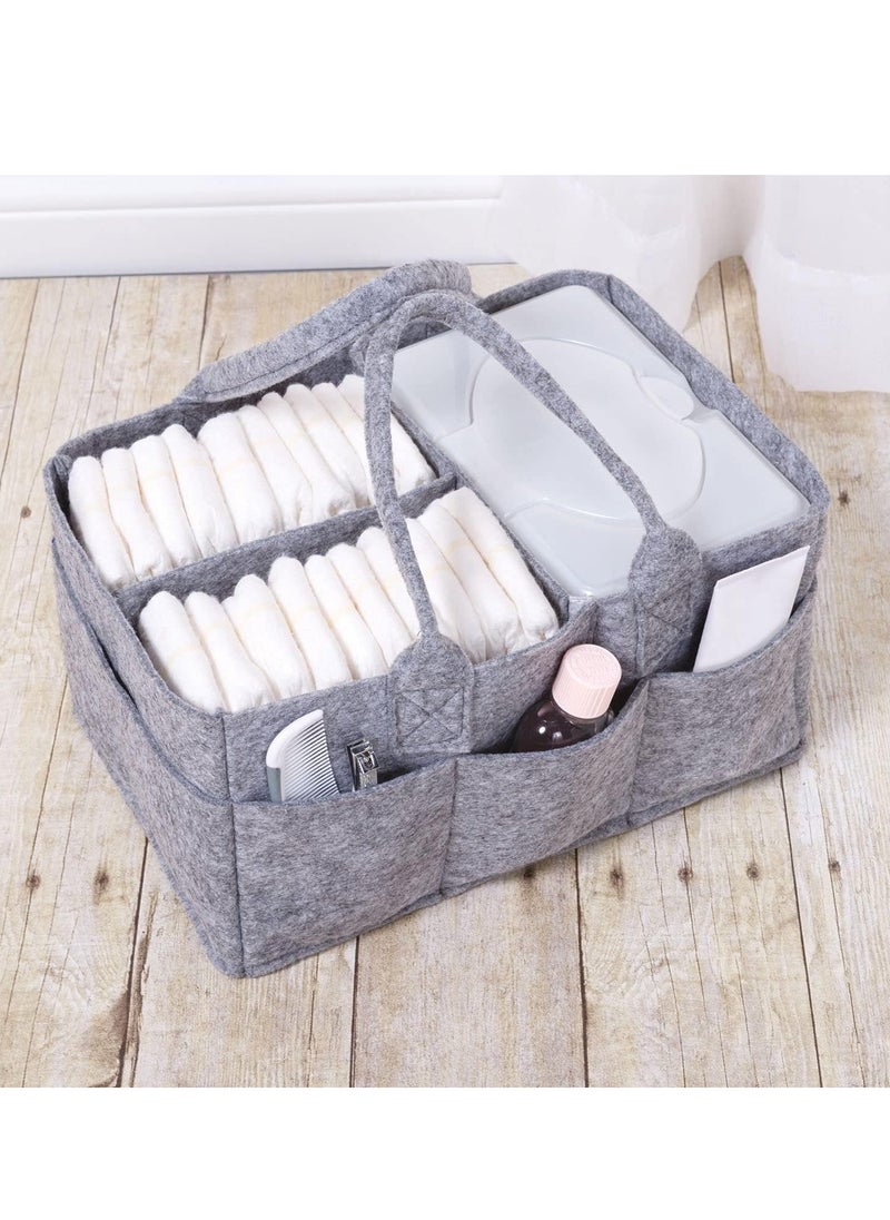 Gonice Collapsible Light Gray Felt Storage Caddy, Divided Design To Keep Diapers  - Image 4