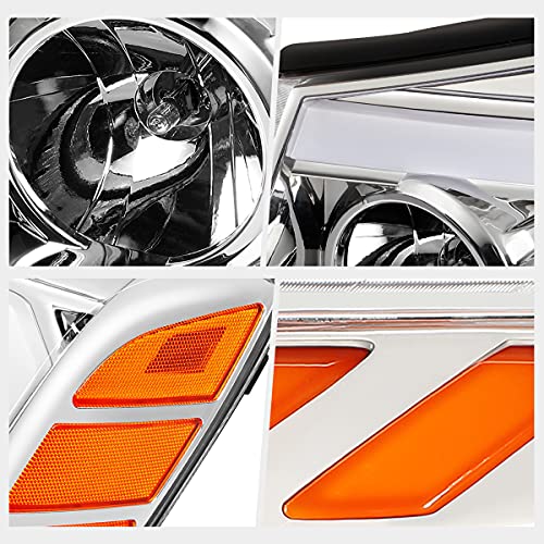 PM PERFORMOTOR Chrome Housing amber Corner C-Shape LED Light Projector Headlights Compatible with 04-15 Nissan Titan 05-07 Armada, PMHL-NTIT-0415-LB-P-CA - Image 3
