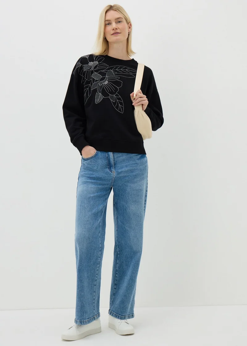 ماتلان Black Floral Stitch Sweatshirt