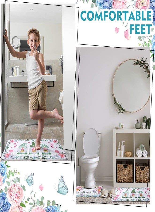 Rtteri 4 Pcs Hello Spring Truck Shower Curtain Bathroom Set Easter Spring Floral Shower Curtain with 12 Hooks Gnome Non Slip Rug Toilet Lid Cover and U Shaped Mat Waterproof Bathroom Accessories Decor - Image 5