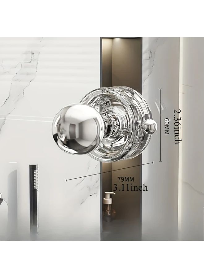 Gray No Drill Suction Cup Glass Door Handle For Bathroom Kitchen Cabinet Refrigerator Window Strong Adhesive Easy Installation Polished Finish Modern Aesthetic - Image 3