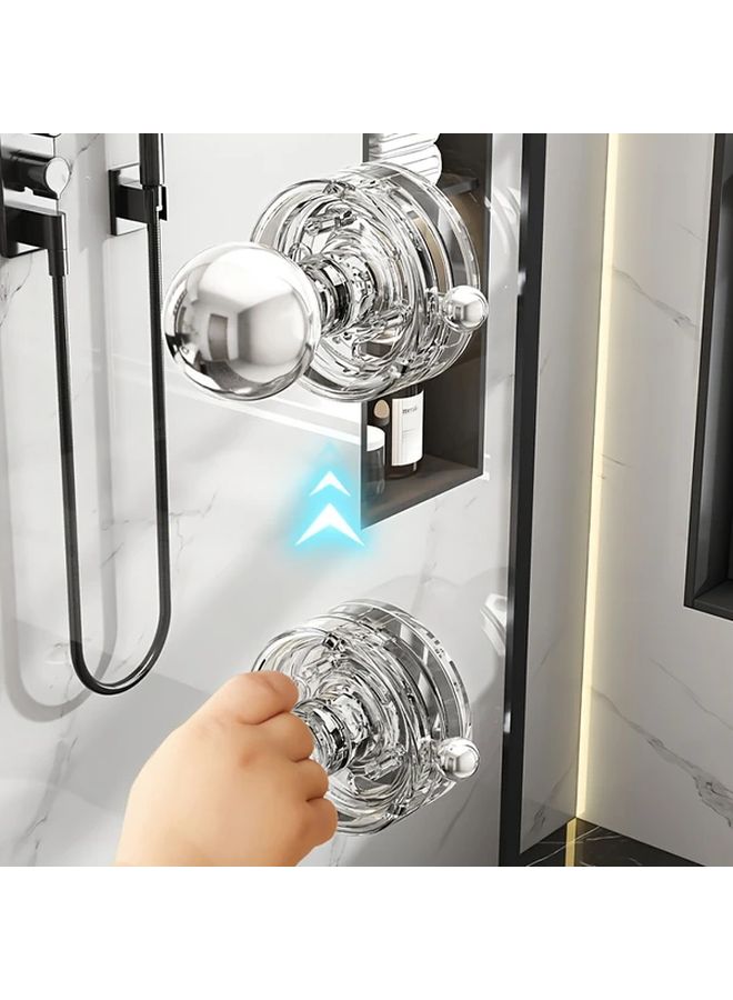 Gray No Drill Suction Cup Glass Door Handle For Bathroom Kitchen Cabinet Refrigerator Window Strong Adhesive Easy Installation Polished Finish Modern Aesthetic - Image 1
