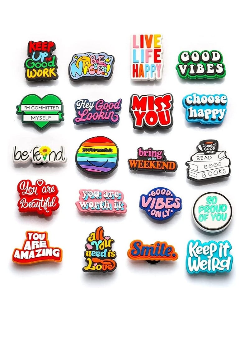 Excefore سحر الديكور الأحذية 20 جهاز كمبيوتر شخصى الكلمات الإلهام الأحذية سحر PVC Croc سحر زر دبابيس للزينة الأحذية البلاستيك لا الأحجار الكريمة - Image 1