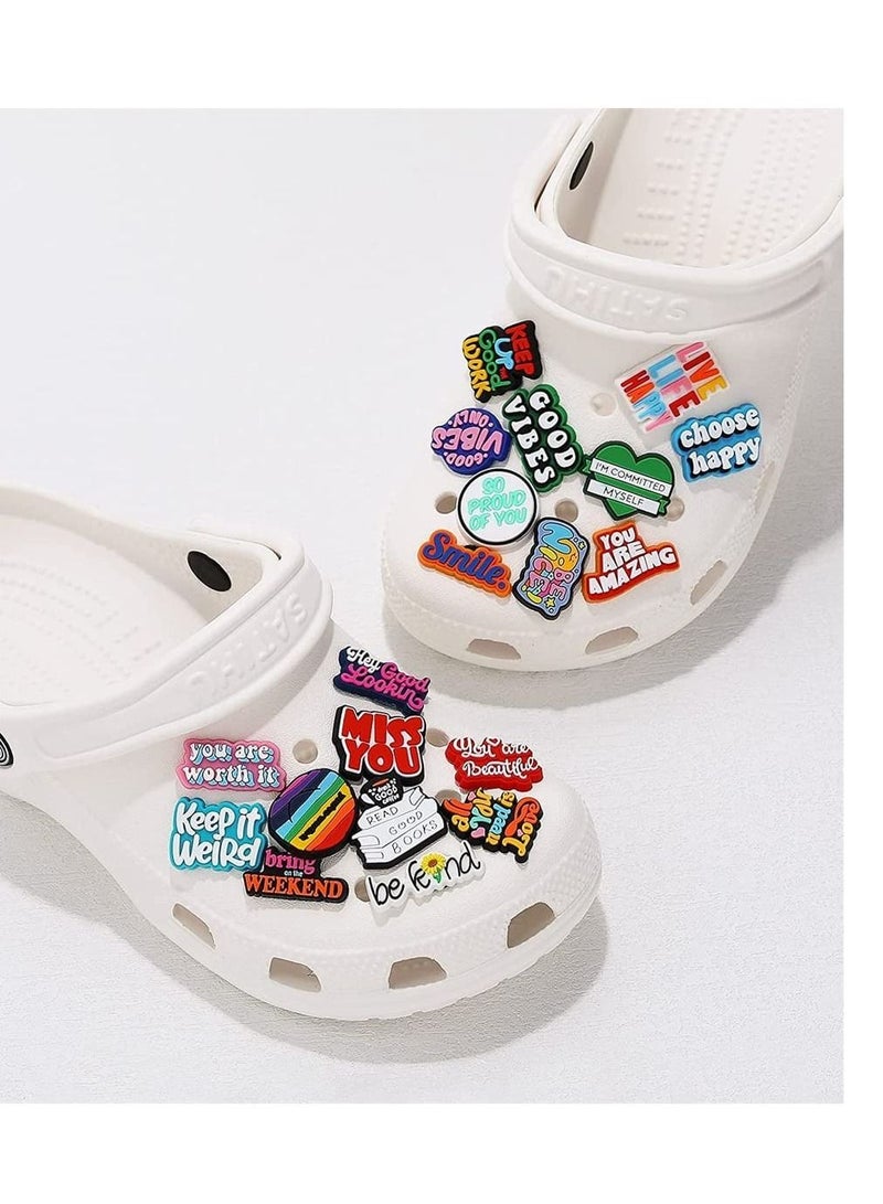Excefore سحر الديكور الأحذية 20 جهاز كمبيوتر شخصى الكلمات الإلهام الأحذية سحر PVC Croc سحر زر دبابيس للزينة الأحذية البلاستيك لا الأحجار الكريمة - Image 3