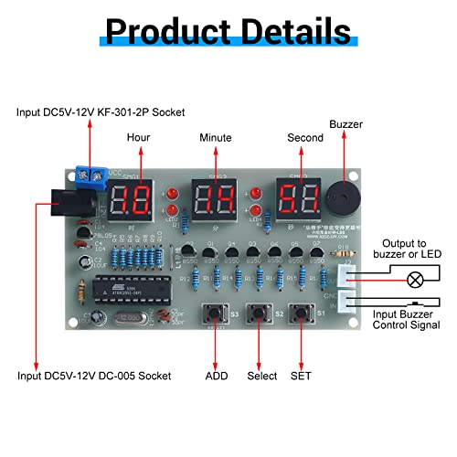 MiOYOOW 6-Digit DIY Digital Clock Kit - Electronic Alarm Clock for Beginners - Soldering Practice Learning With USB Cable and English Manual for College High School Education - Image 3
