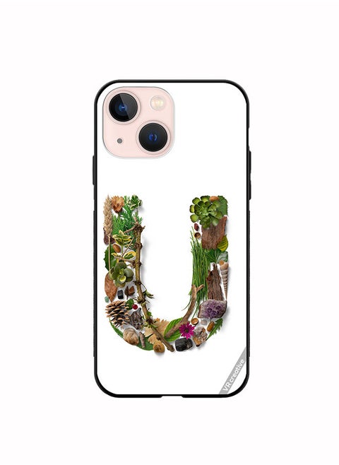 Protective Case Cover For Apple iPhone 13 mini Alphabet U Design Multicolour