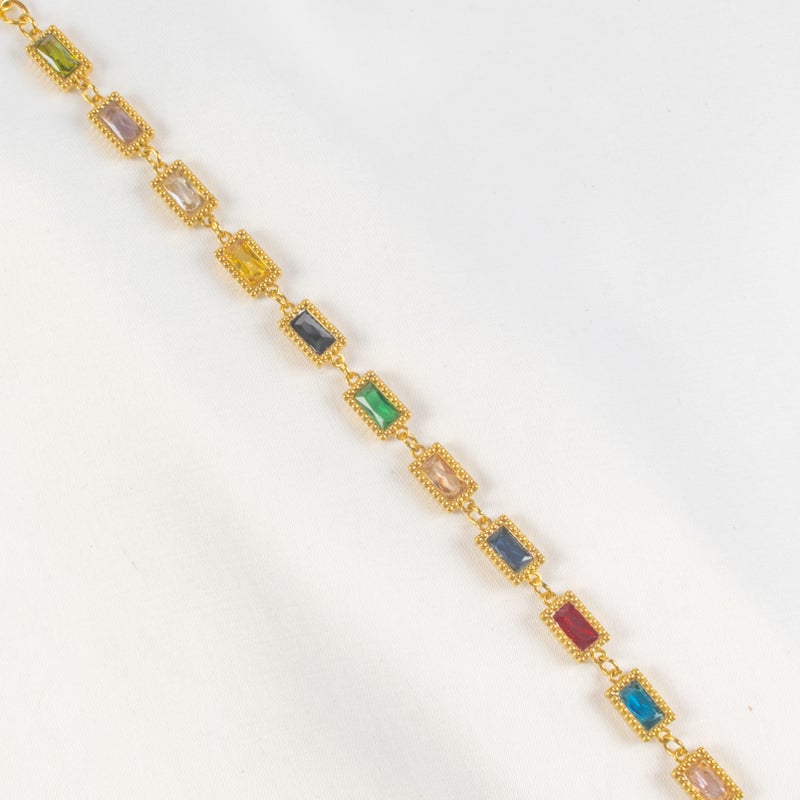 أنسيال أستانليس ستيل ذهبي مرصع بفصوص الزيركون متعددة الألوان - Image 2