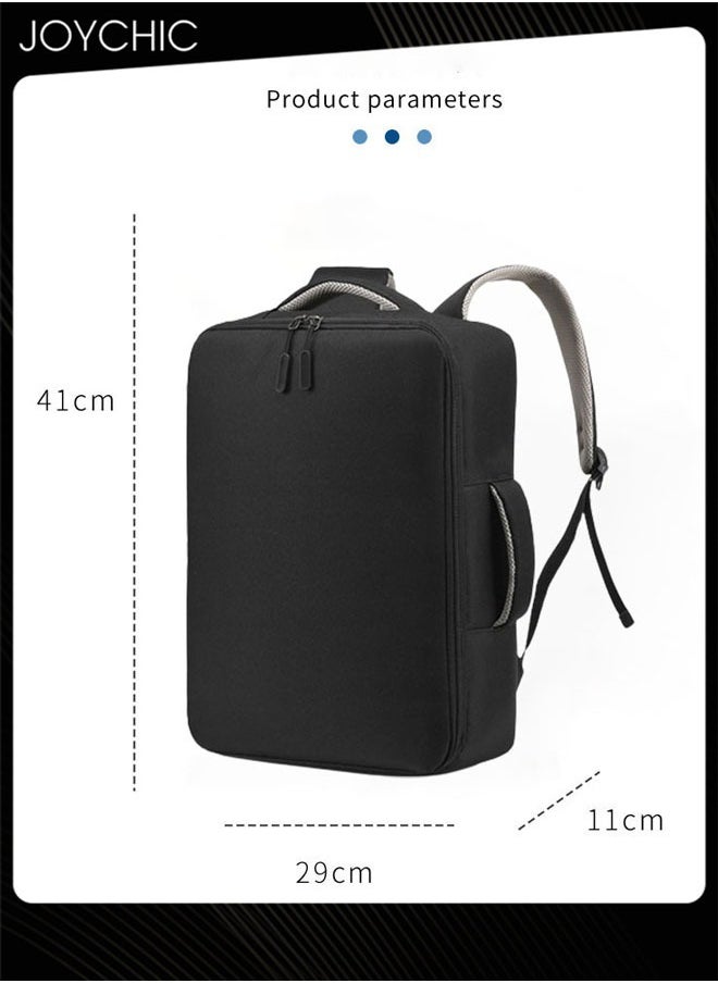 Joychic Solid Pattern Casual Waterproof Laptop Tote Bag Large Capacity Full Opening Backpack with USB Charging Port for Men School Office Work Travel Fit 15.6 inch Black  - Image 5