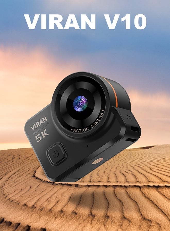 VIRAN V10 Action Camera, 5K/30FPS, 4K/60FPS Video, 12MP, 1/3-inch Sensor, 145° Ultra-Wide Angle, Touch Screen, 2.5H Battery, Live Charging Support​ - Image 2
