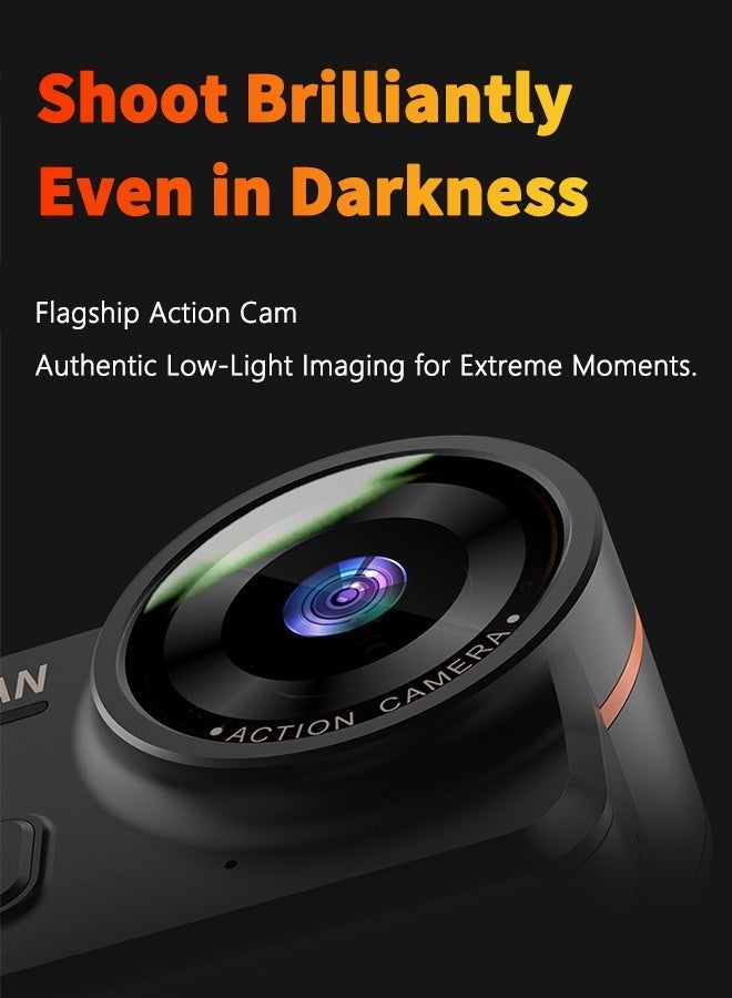 VIRAN V10 Action Camera, 5K/30FPS, 4K/60FPS Video, 12MP, 1/3-inch Sensor, 145° Ultra-Wide Angle, Touch Screen, 2.5H Battery, Live Charging Support​ - Image 4