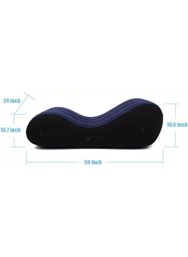 Lounge Chair Yoga Chaise Lounge Inflatable Sofa Deck Chair with Pillow and Household Air Pump - Image 2