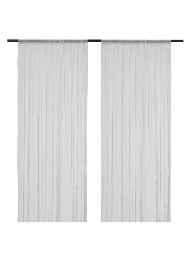 Zaboon Sheer Curtains, 1 Pair, White/Dotted, 145X300 Cm - Image 1