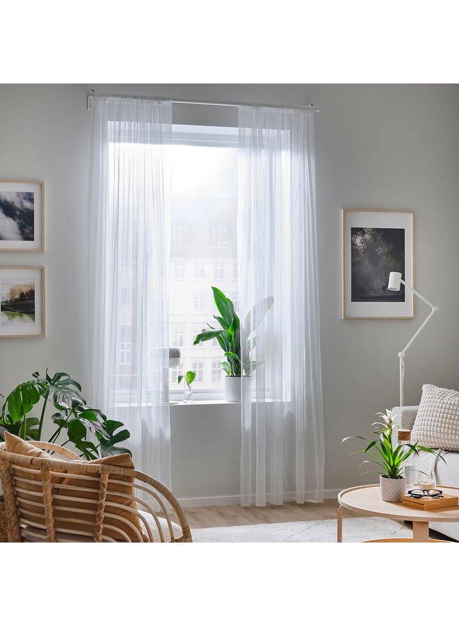 Zaboon Sheer Curtains, 1 Pair, White/Dotted, 145X300 Cm - Image 2