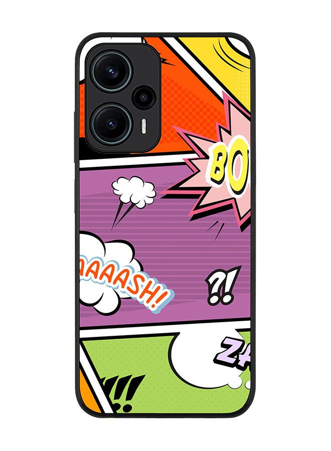 Stylizedd Rugged Black edge case for Xiaomi Poco F5 5G / Xiaomi Redmi Note 12 Turbo 5G Slim fit Soft Case Flexible Rubber Edges Anti Drop TPU Gel Thin Cover - Comic Strip - Image 1