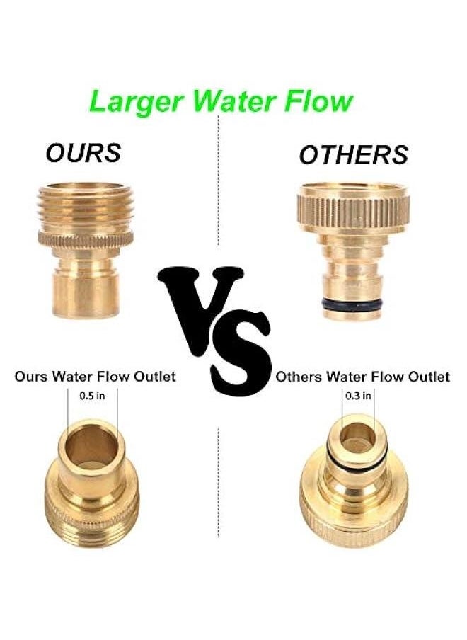 Generic Brass Full Flow Garden Hose Quick Release Connect Adaptor Fitting, Full Port Solid Brass Outdoor Water Hose Quick Disconnect Connector Coupler with Male and Female, with 4 Hose Washers - 3 Sets  - Image 4