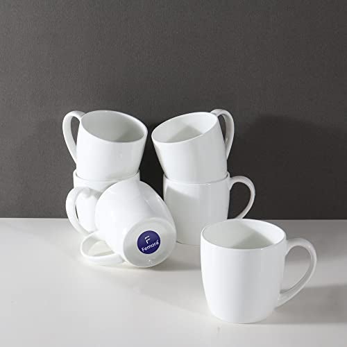 Femora White Ceramic Tea Cups Set of 6 | 180ml Each | Microwave & Dishwasher Safe | BPA Free | Ergonomic Handle | Perfect for Home, Office & Gifting | Bone White - Image 2
