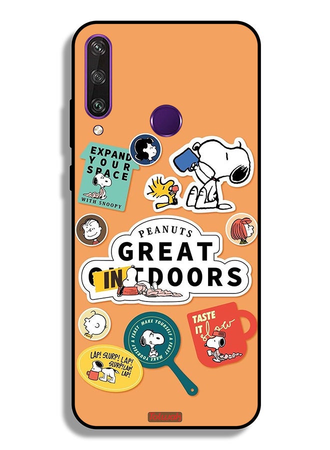 Tolwak Huawei Y6p Protective Case Cover Peanuts Stickers - Image 2