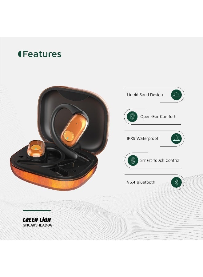 GREEN LION CATANIA Open-Ear Earbuds with Smart Touch Control / Dual-Mic ENC / Type-C Charging / IPX5 Water Resistance Level / Open-Ear Comfort / Liquid Sand Design - Orange - Image 5