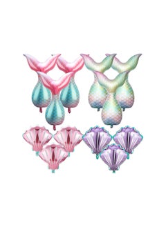 Party with Emma 12 Pieces Mermaid Tail Balloons Birthday Party Decorations Sea Shells Balloons Helium Foil Ocean Balloons Bright Colored Garland Kit for Birthday Wedding Summer Beach Mermaid Sea Theme Party Supplies  - Image 1