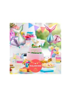 Party with Emma 12 Pieces Mermaid Tail Balloons Birthday Party Decorations Sea Shells Balloons Helium Foil Ocean Balloons Bright Colored Garland Kit for Birthday Wedding Summer Beach Mermaid Sea Theme Party Supplies  - Image 4