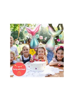 Party with Emma 12 Pieces Mermaid Tail Balloons Birthday Party Decorations Sea Shells Balloons Helium Foil Ocean Balloons Bright Colored Garland Kit for Birthday Wedding Summer Beach Mermaid Sea Theme Party Supplies  - Image 3