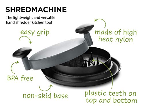 FusionBrands ShredMachine-The Quick, Easy to Use Alternative to Bear Claws Meat Shredder for Pulled Pork, Beef and Chicken and More-BPA Free Hand Shredder with Easy to Grip Handles, Non-Skid Base,Grey - Image 3