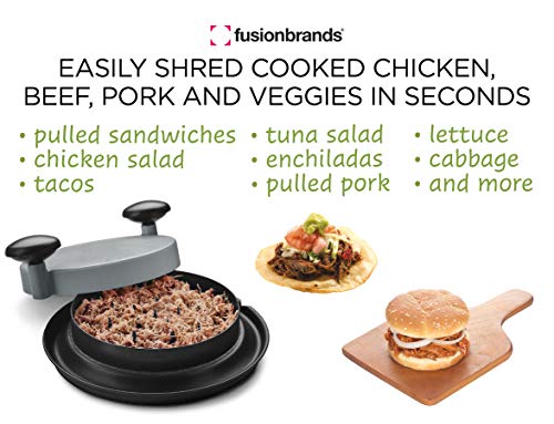 FusionBrands ShredMachine-The Quick, Easy to Use Alternative to Bear Claws Meat Shredder for Pulled Pork, Beef and Chicken and More-BPA Free Hand Shredder with Easy to Grip Handles, Non-Skid Base,Grey - Image 5