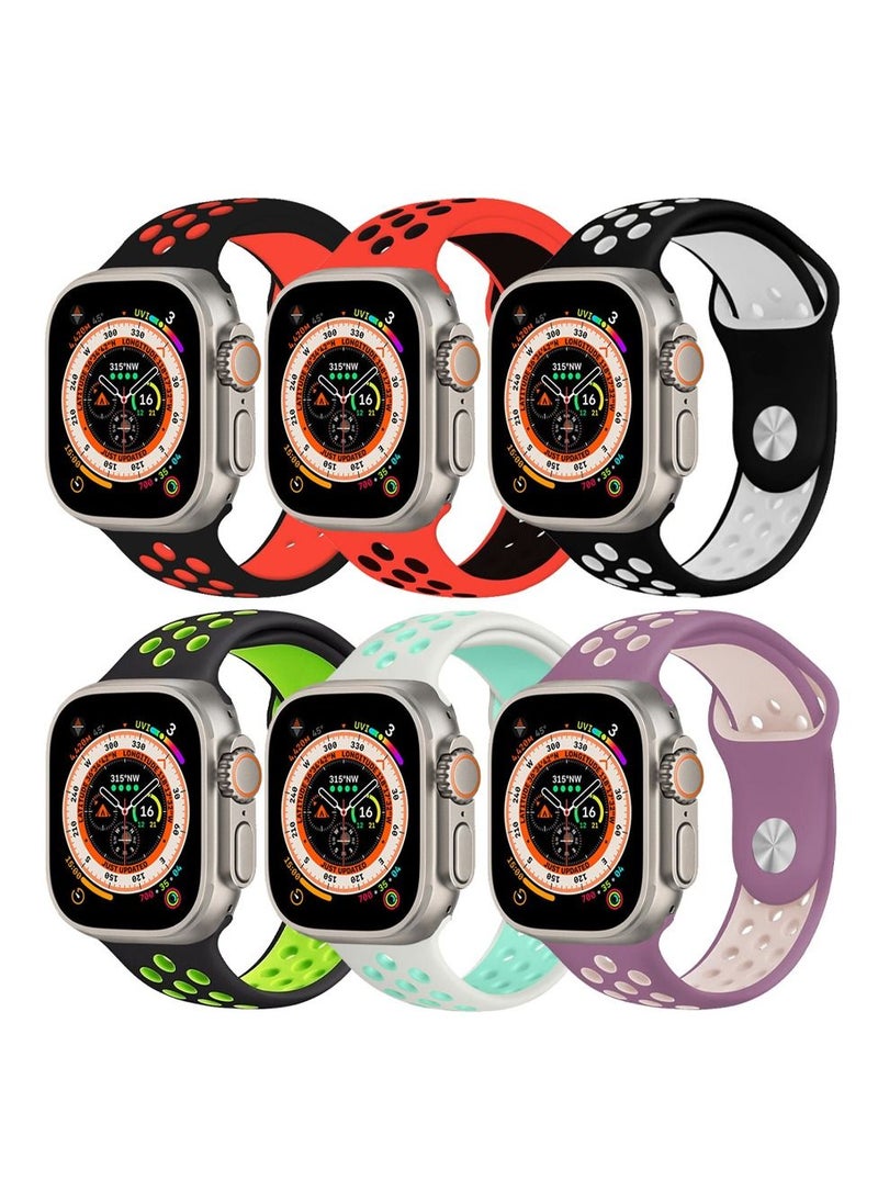 CATANES - 6 Pack For Apple Watch 49mm 45mm 44mm 42mm Silicone Sport Band Nike Strap Compatible With iWatch Series Ultra/8/7/SE/6/5/4/3/2/1 - Image 1