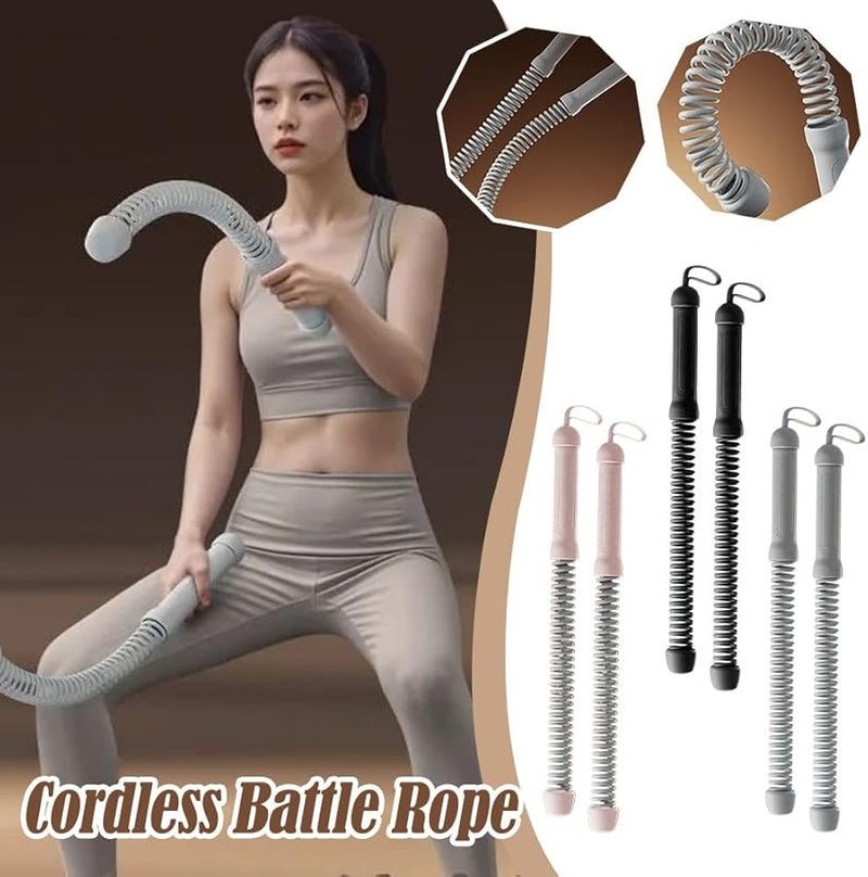 White Ropeless Battle Rope Pair For Home Gym HIIT Cardio Workout Equipment - Image 4