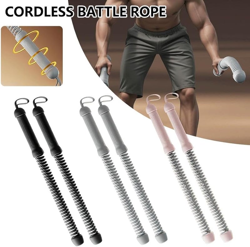 White Ropeless Battle Rope Pair For Home Gym HIIT Cardio Workout Equipment - Image 3