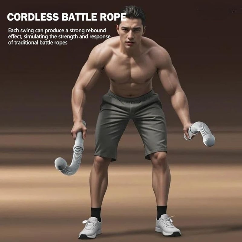 White Ropeless Battle Rope Pair For Home Gym HIIT Cardio Workout Equipment - Image 5