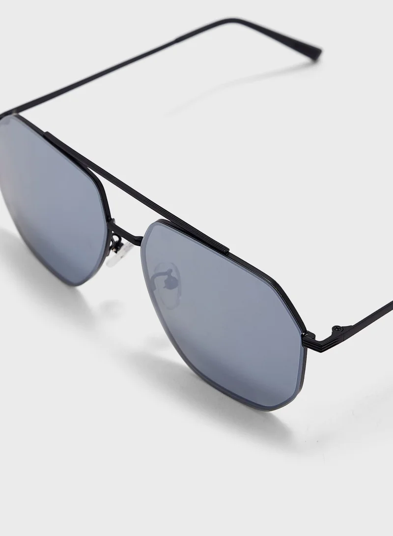 Seventy Five Polarized Angular Aviator Sunglasses