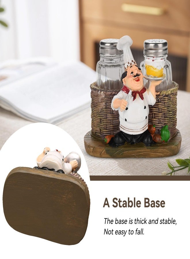 Agatige Salt and Pepper Shakers Set, Resin Chef Decorative Statue Spice Organizer Funny Chef Ornament Spice Jars Holder with Chef Figurines Holder for Family, Kitchen, Restaurant, Cafe, Bakery(#1) - Image 3
