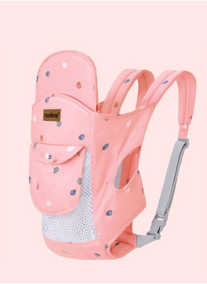 XiuWoo Baby Carrier, Adjustable Baby Holder Carrier with Hooks and Loops, Baby Straps for 0-24 Months Girls and Boys, Pink  - Image 1